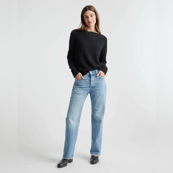 NEW Quince Mongolian Cashmere Boatneck Sweater Back Sz M - Picture 4 of 16